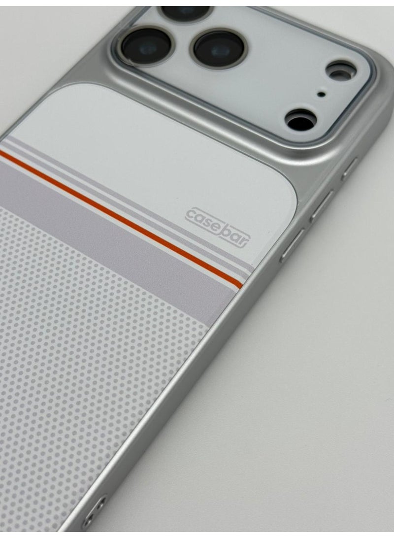 general CaseBar Retro Racing Series iPhone 17 Pro Max Case – Heritage Motorsport White – Dual-Color 3D Texture & Skin-Friendly Slim Shockproof Cover - Image 1